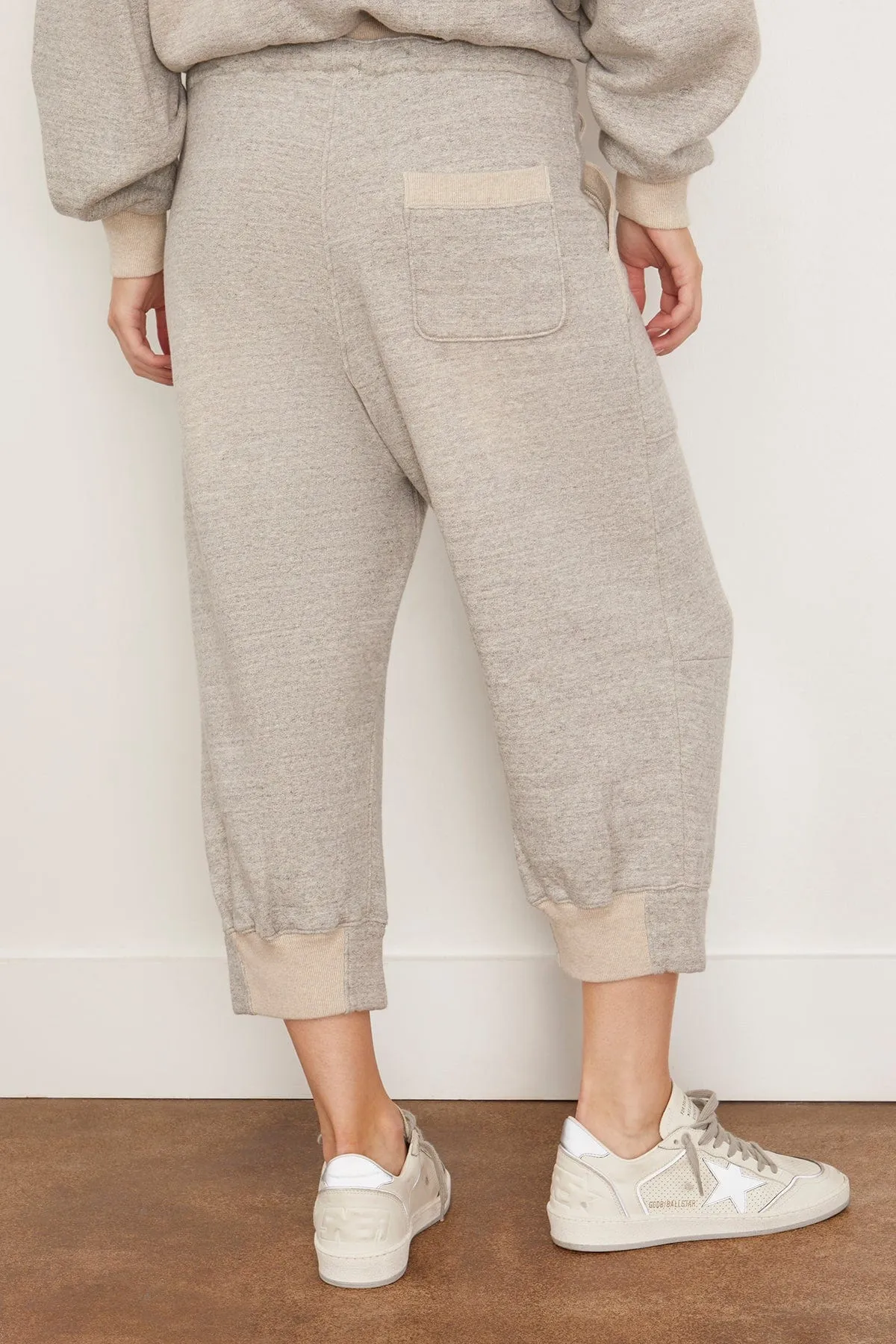 Deconstructed Cropped Sweatpant in Heather Grey/Oatmeal