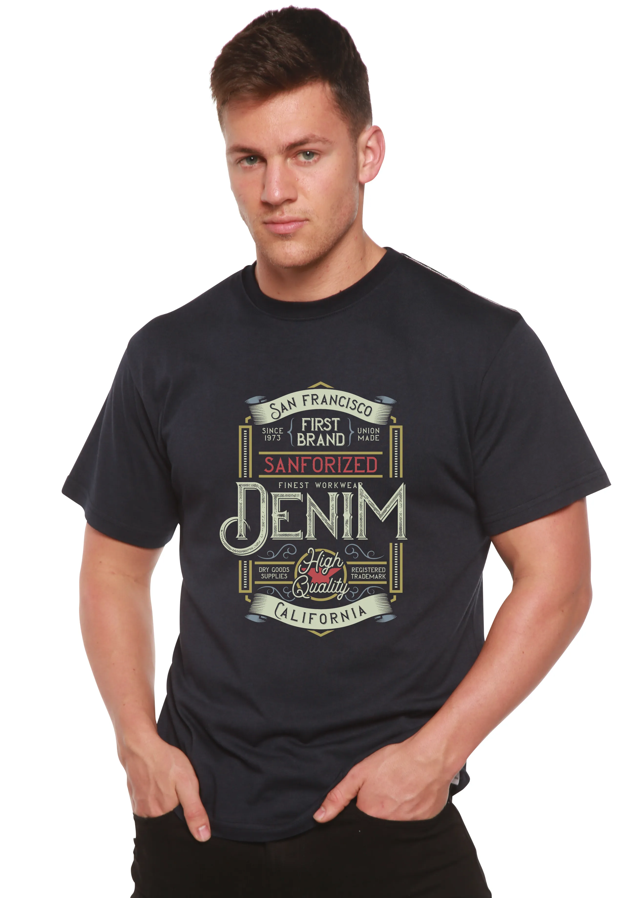 Denim California Men's Bamboo Viscose/Organic Cotton Short Sleeve Graphic T-Shirt
