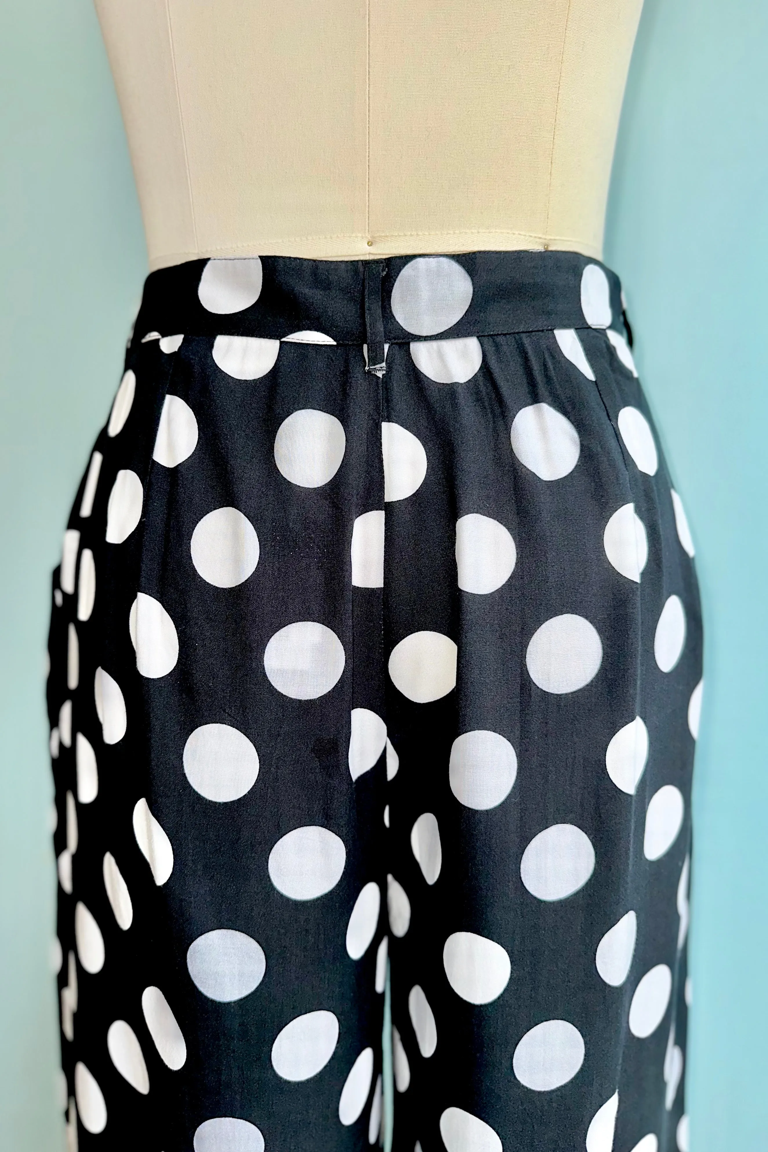 Dolores Wide Leg Cropped Pants in Black Polka-Dot by Hell Bunny