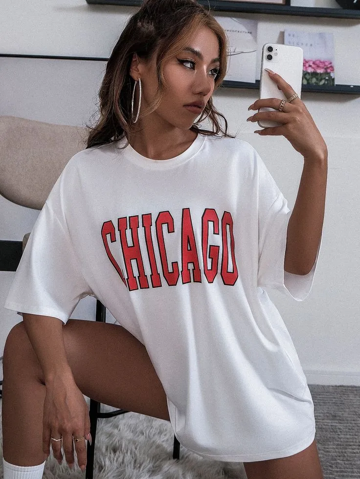 Drop Shoulder Letter Graphic Longline Tee