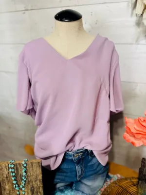 Dusty Lavender Short Sleeve Top