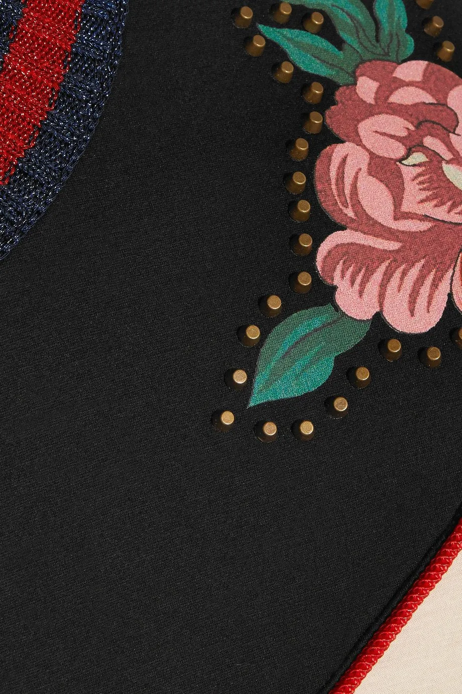Embroidered Butterfly Bonded Cotton Jersey Studded Sweatshirt