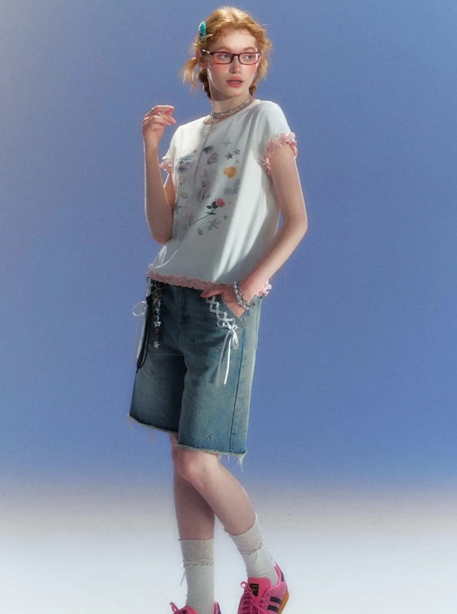 Embroidered Cropped Pants