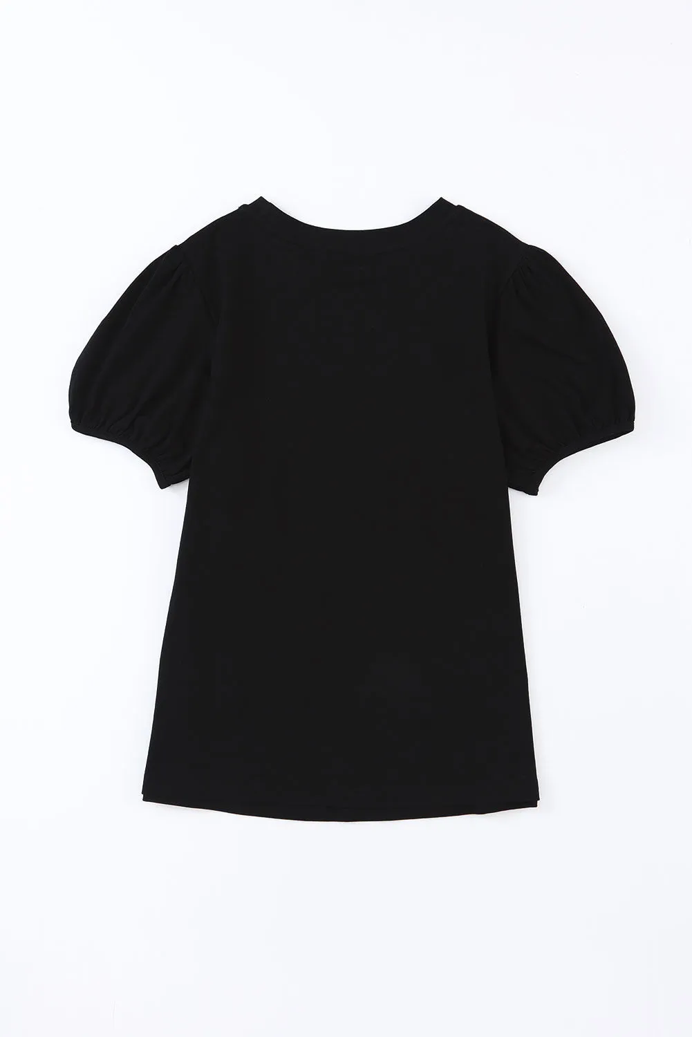 Embroidered Flower Puff Sleeve Tee