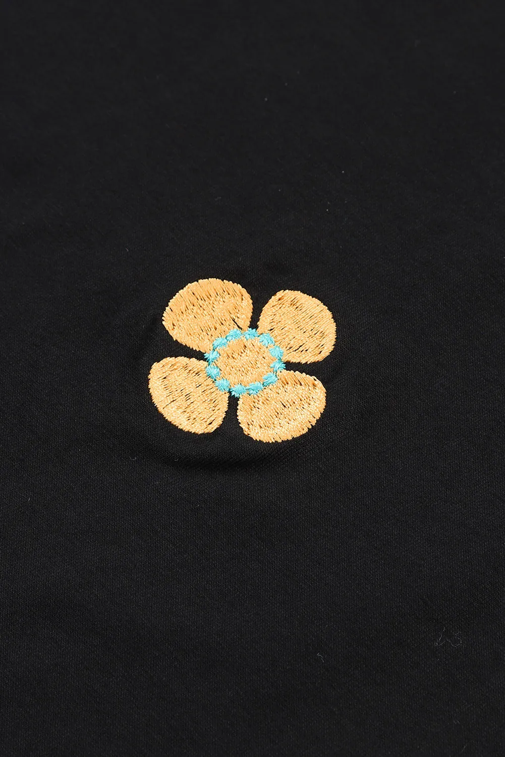 Embroidered Flower Puff Sleeve Tee