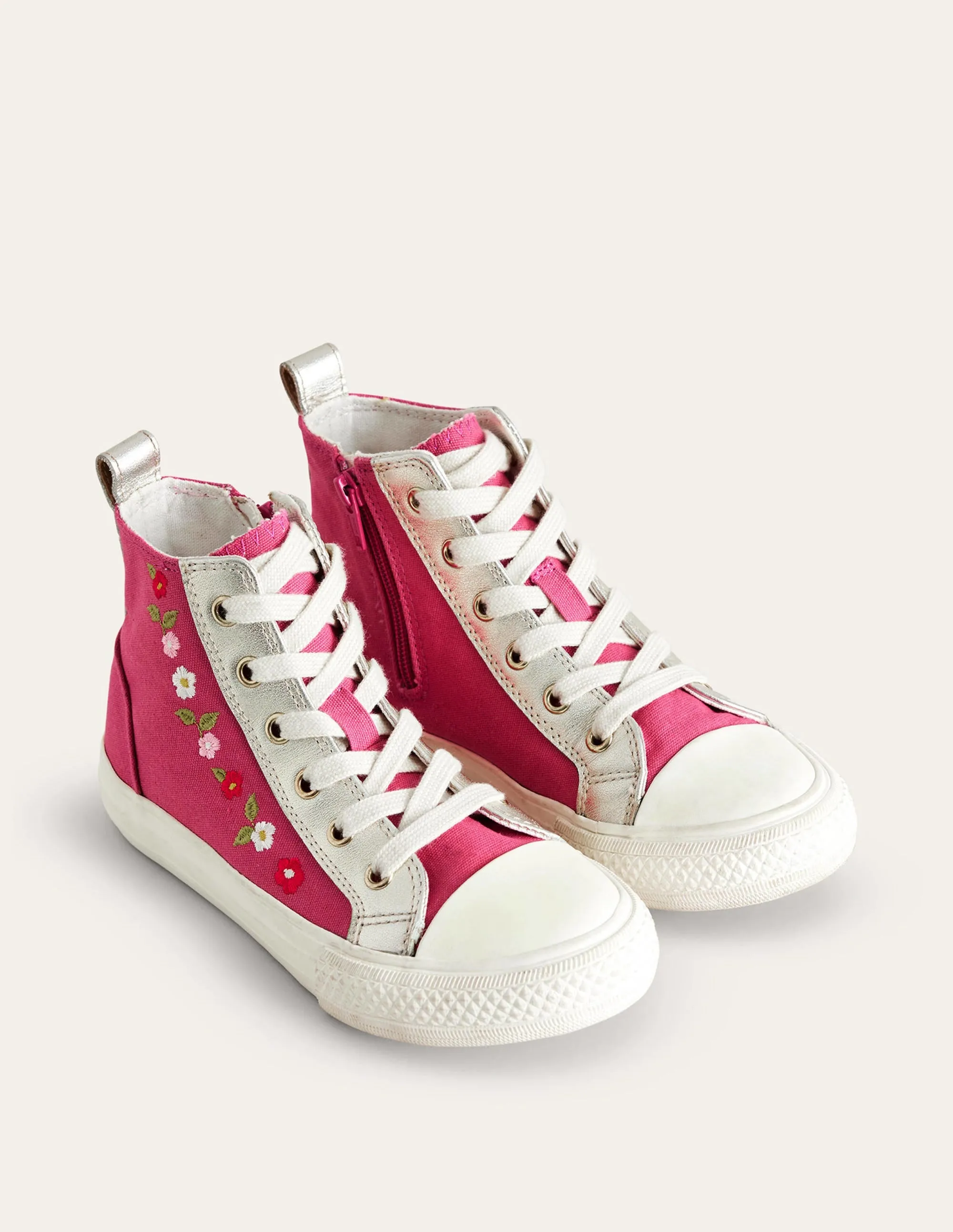 Embroidered High Tops-Rose Pink