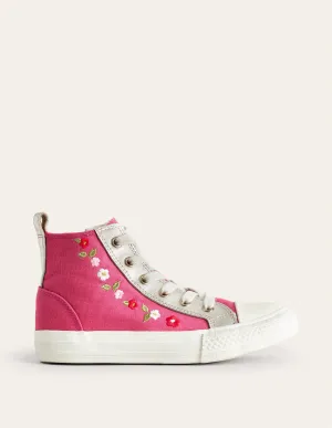 Embroidered High Tops-Rose Pink