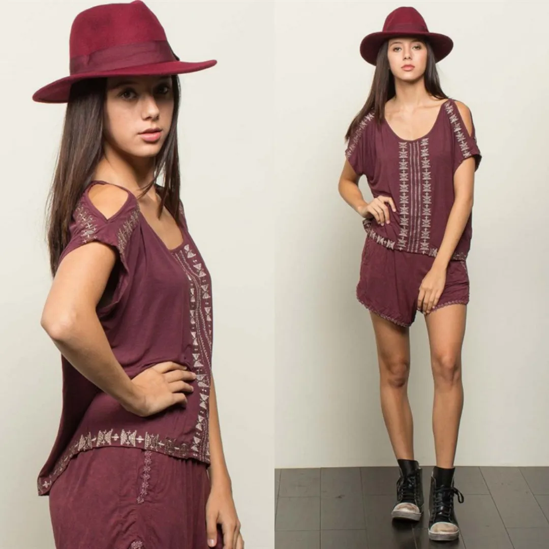 Embroidered Jersey Top