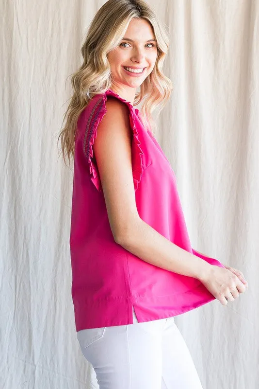 Embroidered Shoulder Top