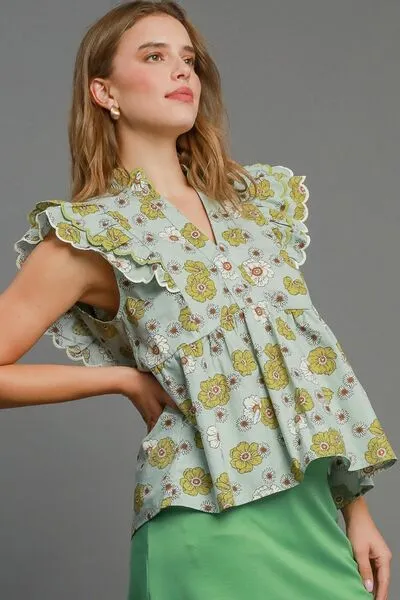 Floral Print Peplum Top