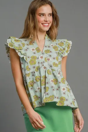 Floral Print Peplum Top