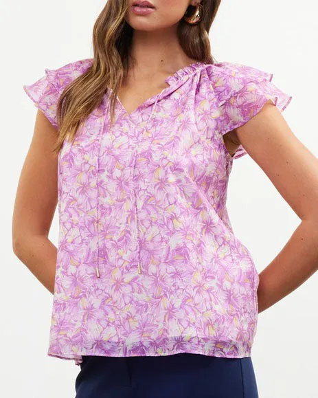 Floral Print Top - Lilac