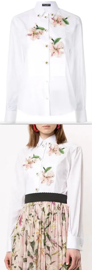 Flower Appliqué Shirt
