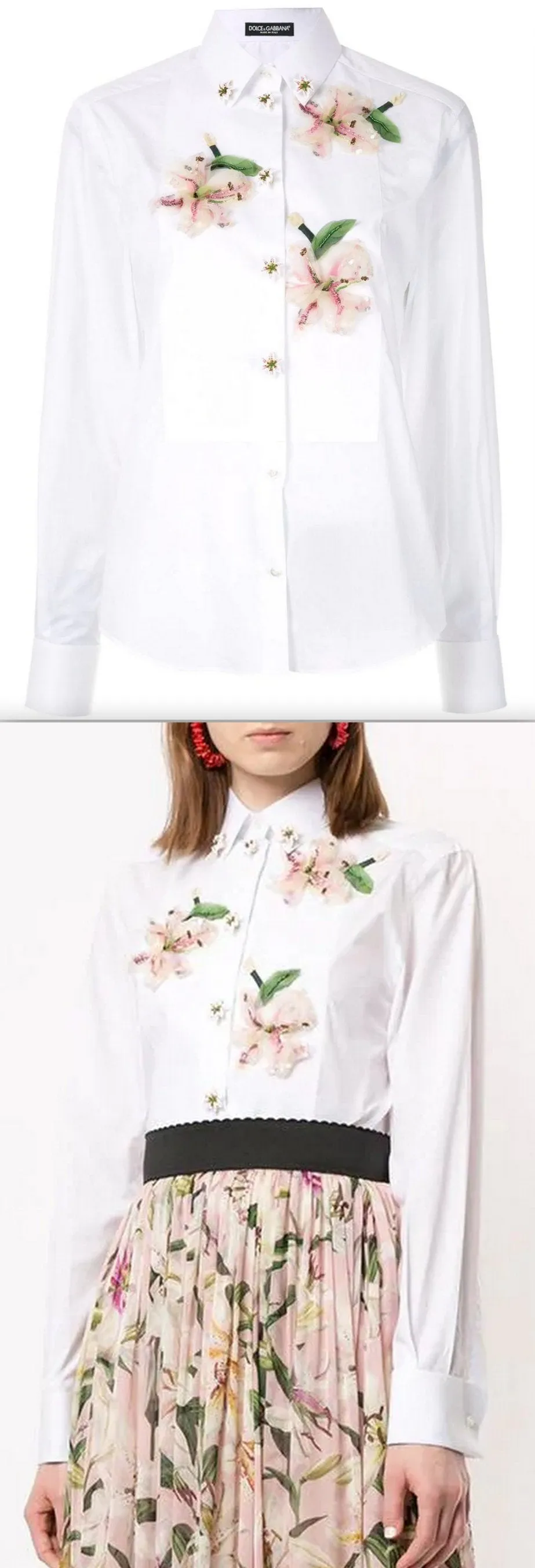 Flower Appliqué Shirt