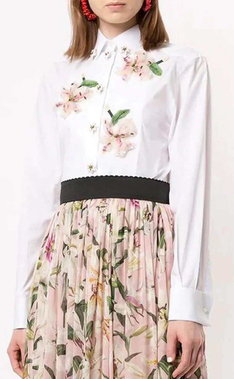 Flower Appliqué Shirt