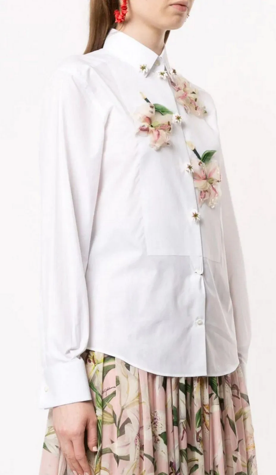 Flower Appliqué Shirt