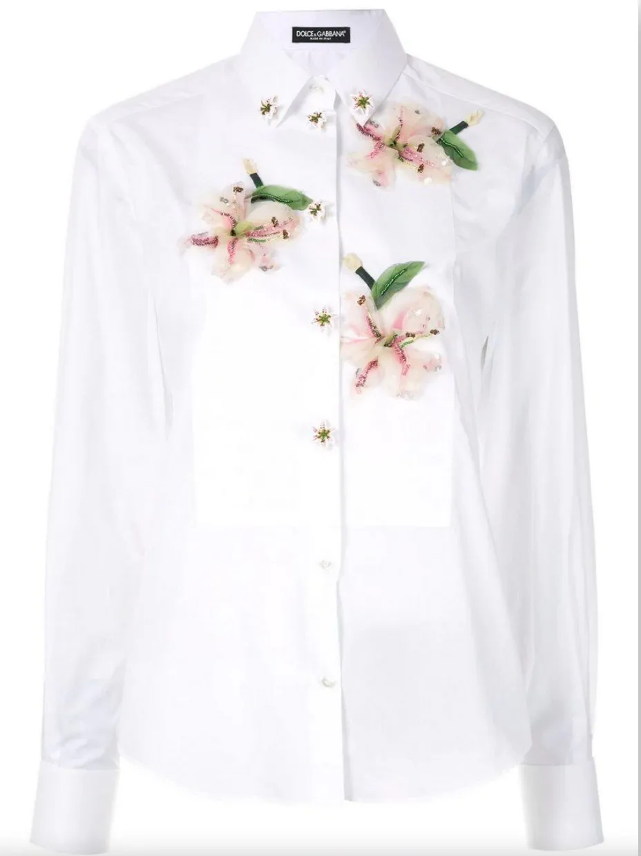 Flower Appliqué Shirt