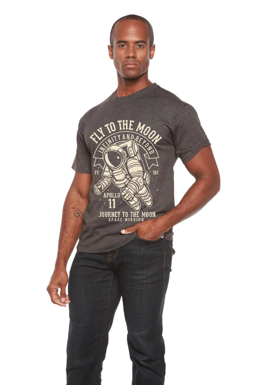 Fly To The Moon Men's Bamboo Viscose/Organic Cotton Short Sleeve Graphic T-Shirt