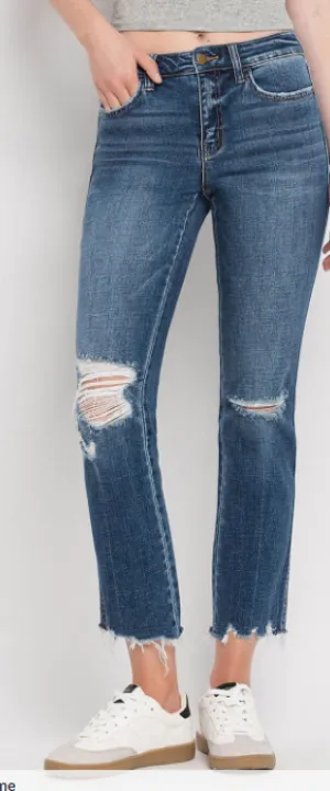Flying Monkey Mid Rise Crop Slim Straight Jeans
