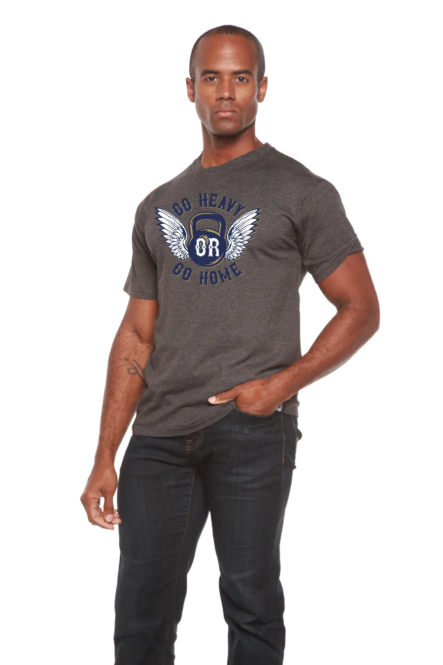 GO HEAVY Men's Bamboo Viscose/Organic Cotton Short Sleeve Graphic T-Shirt