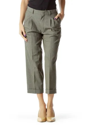 Gray High Waisted Cropped Tapered Pants