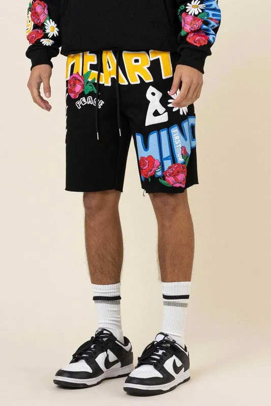 HEART & MIND FLOWER PUFF PRINT SHORT