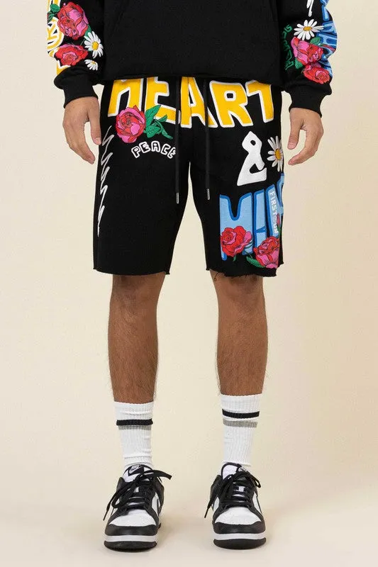 HEART & MIND FLOWER PUFF PRINT SHORT