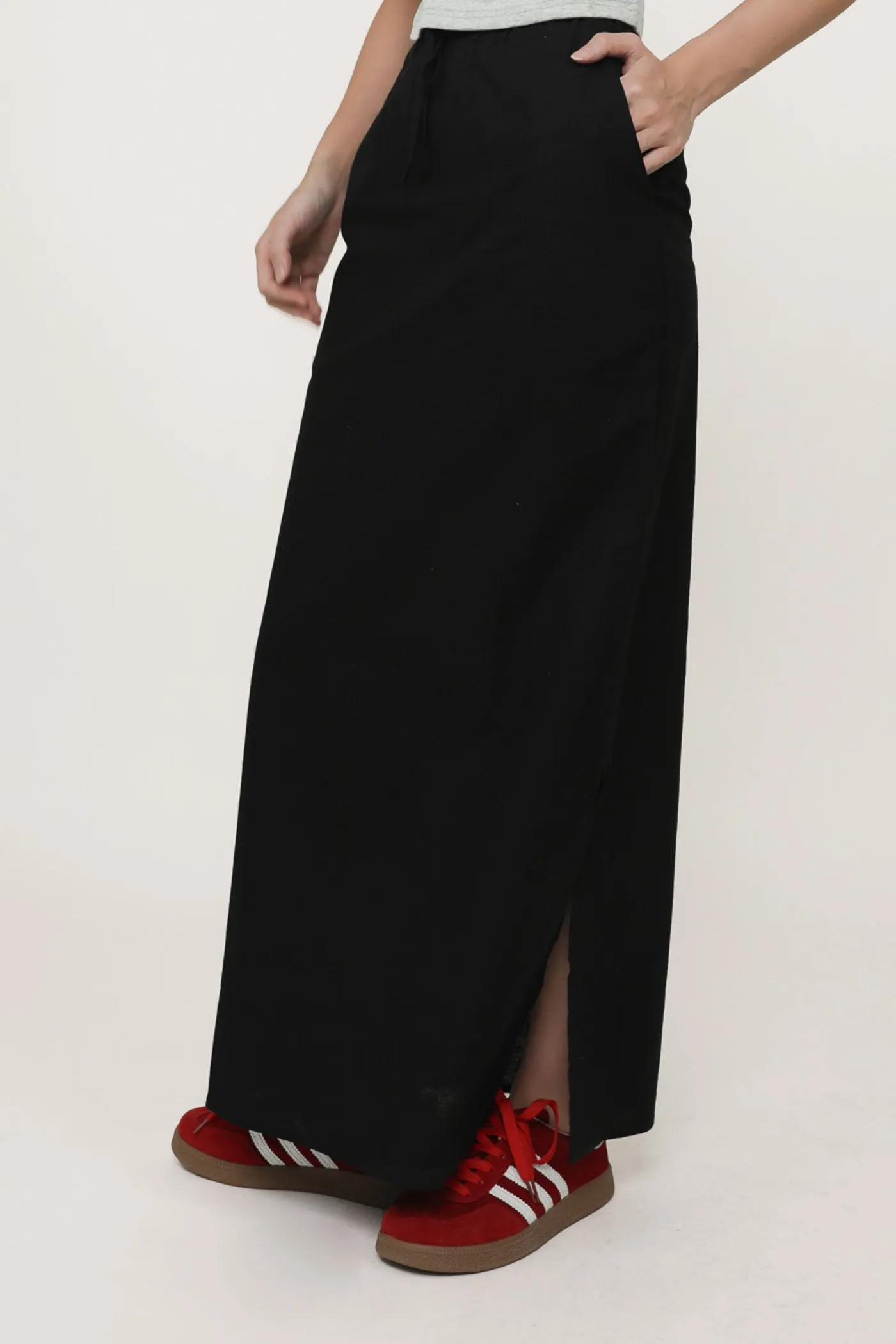 Jaden Linen Drawstring Maxi Skirt