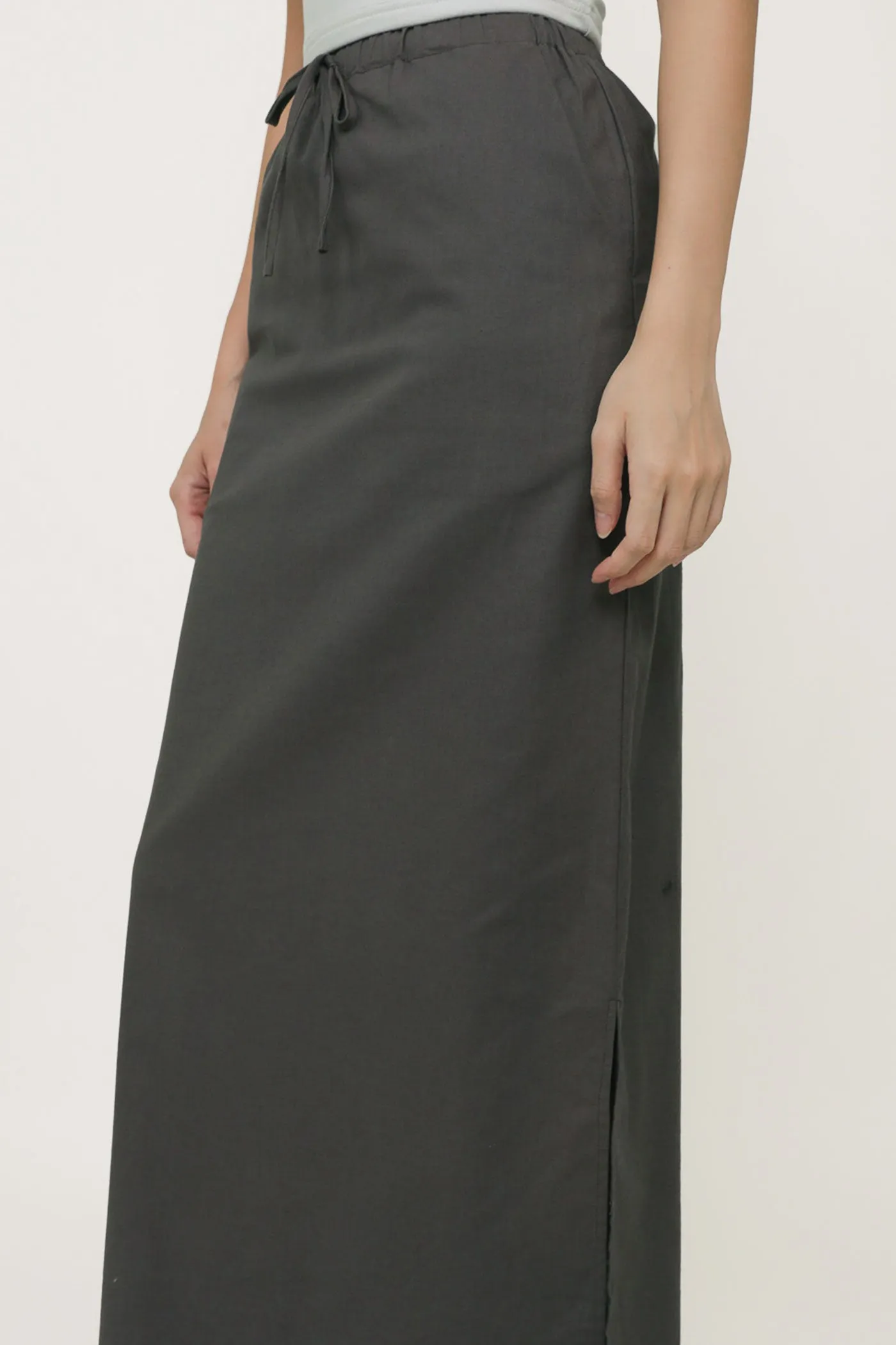 Jaden Linen Drawstring Maxi Skirt