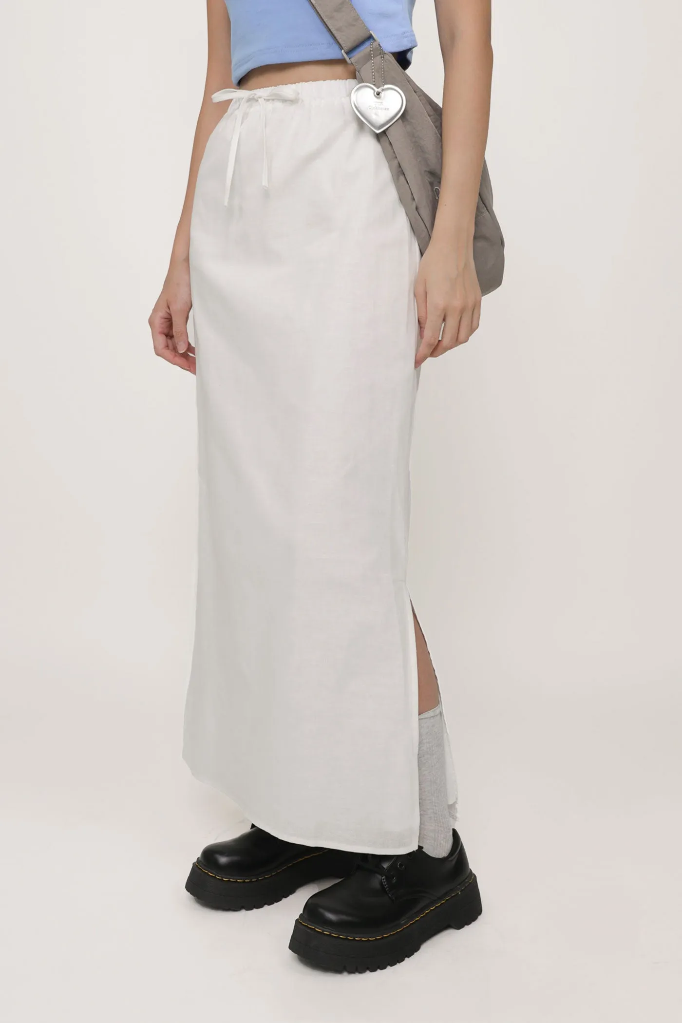 Jaden Linen Drawstring Maxi Skirt