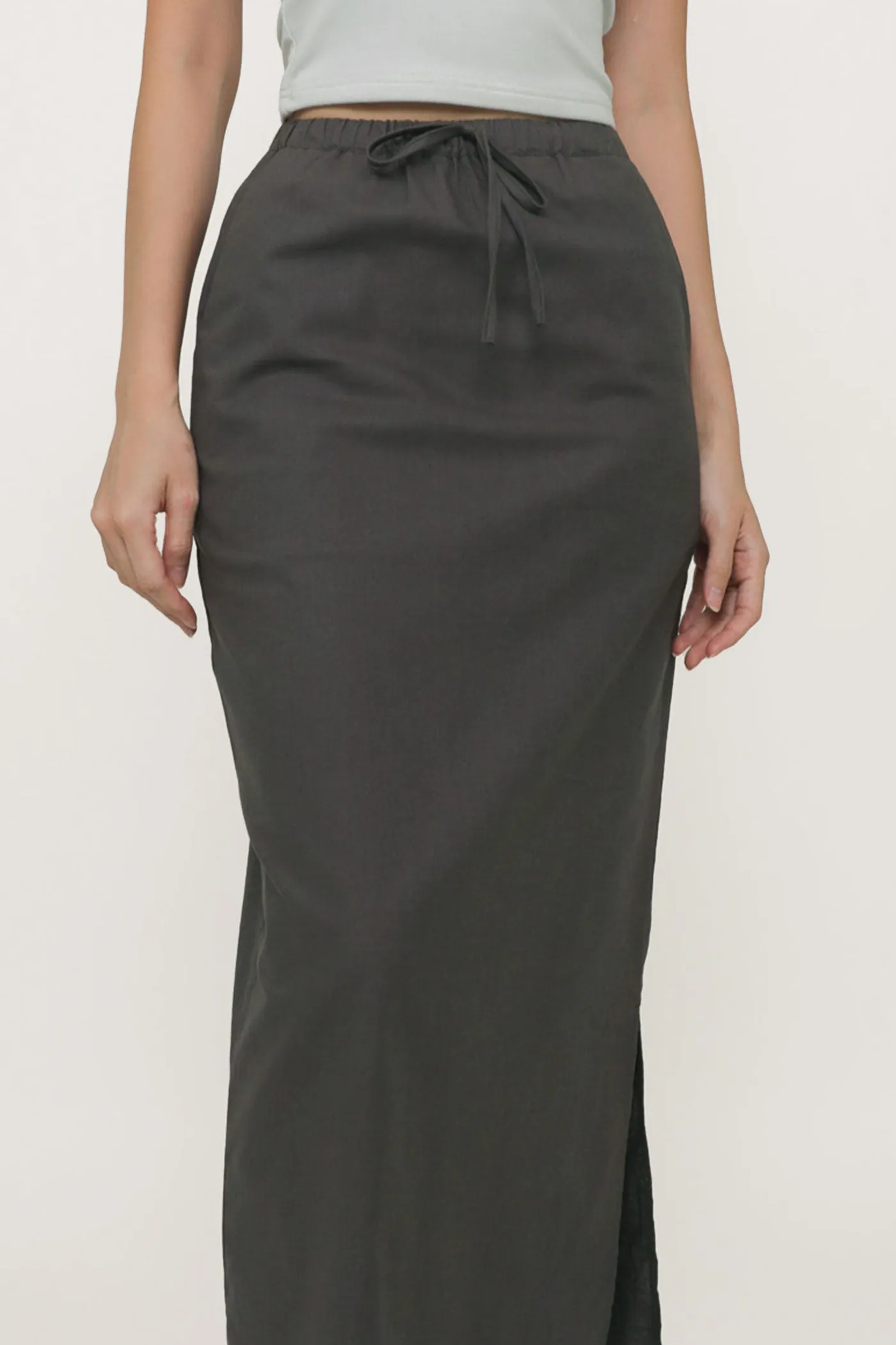 Jaden Linen Drawstring Maxi Skirt