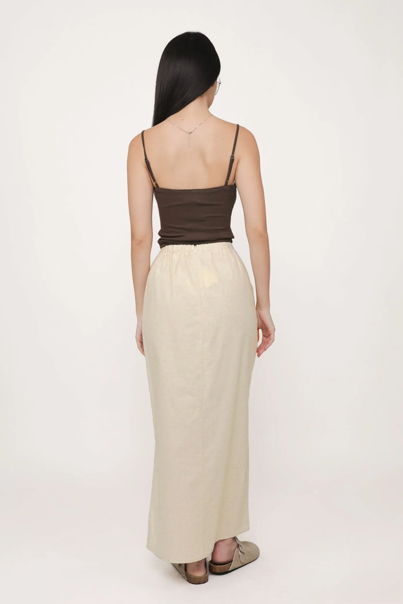 Jaden Linen Drawstring Maxi Skirt