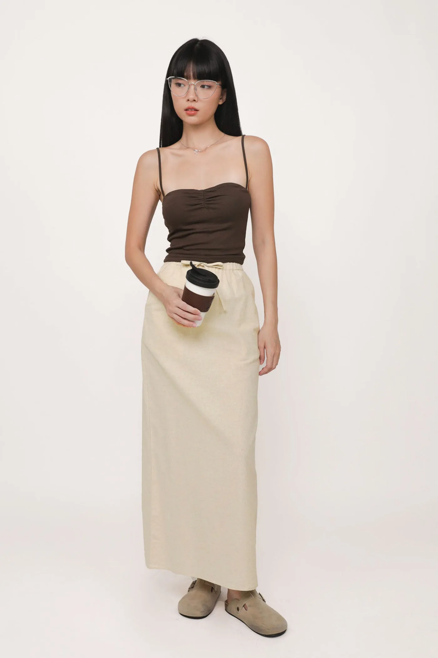 Jaden Linen Drawstring Maxi Skirt