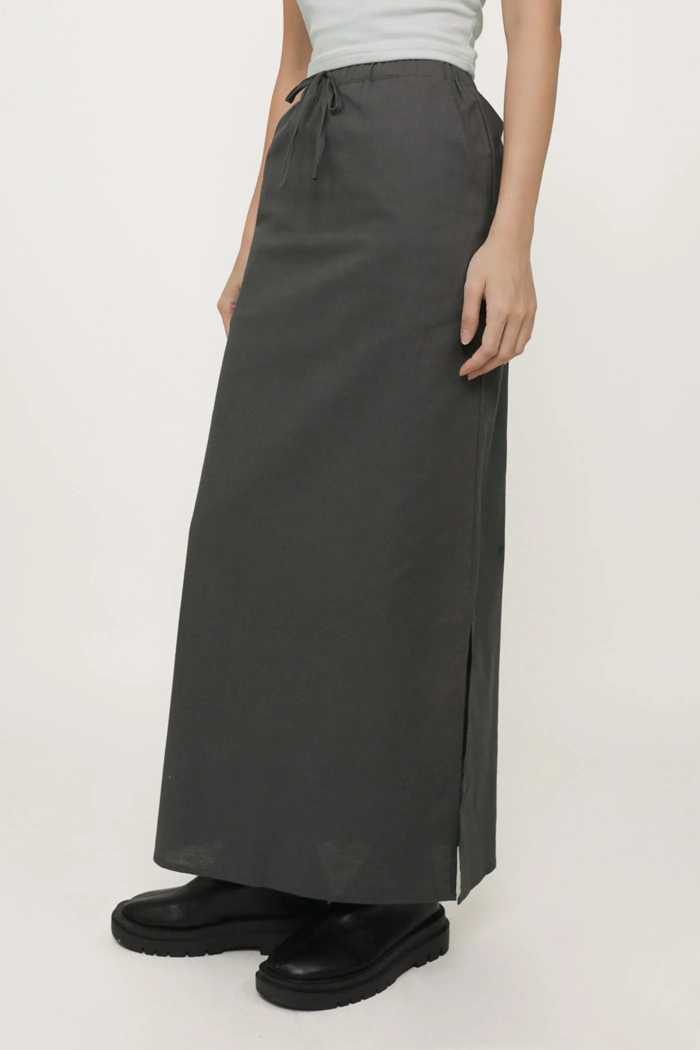 Jaden Linen Drawstring Maxi Skirt