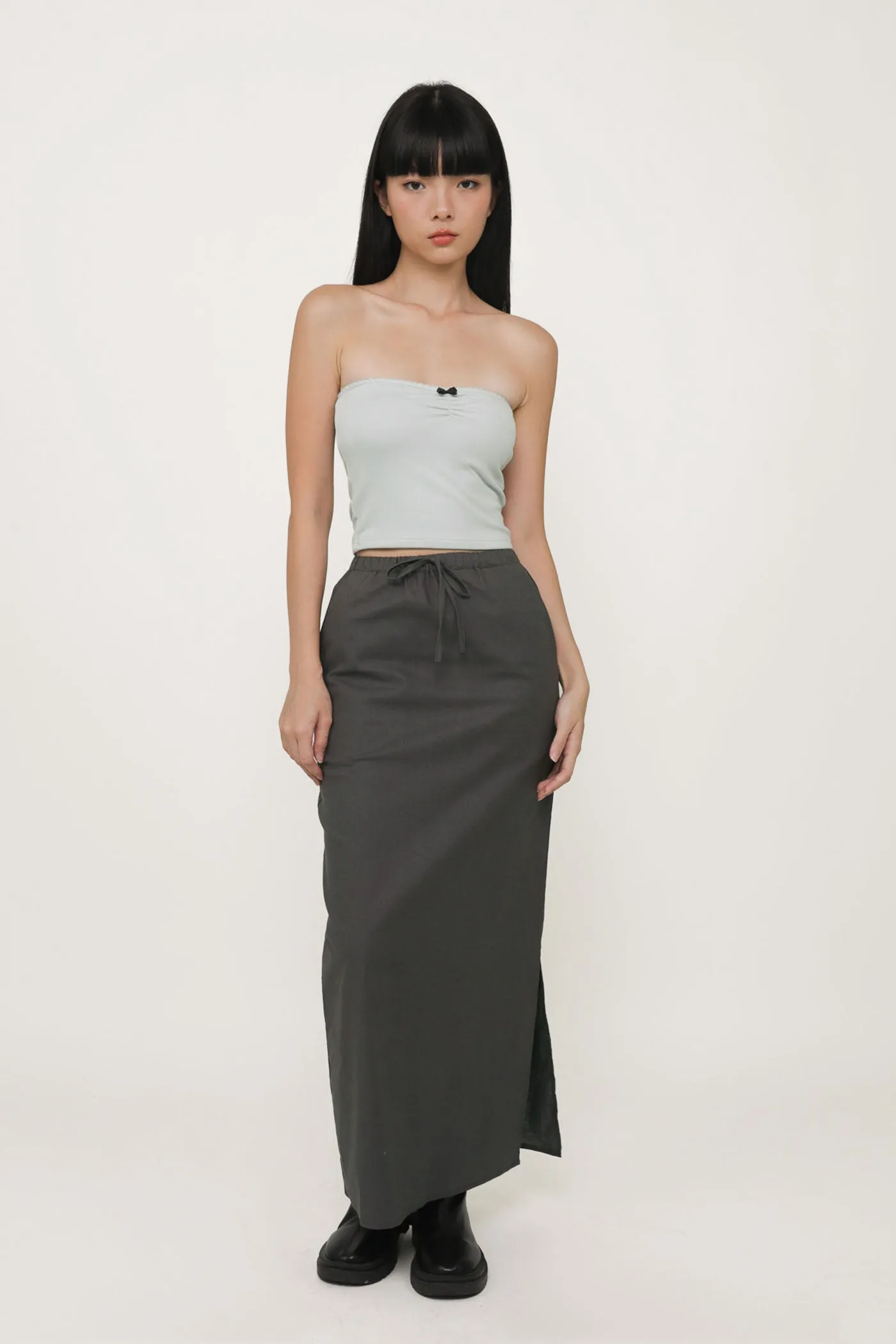 Jaden Linen Drawstring Maxi Skirt