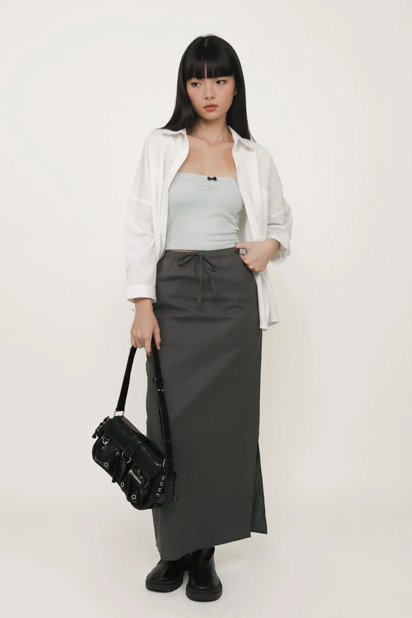 Jaden Linen Drawstring Maxi Skirt