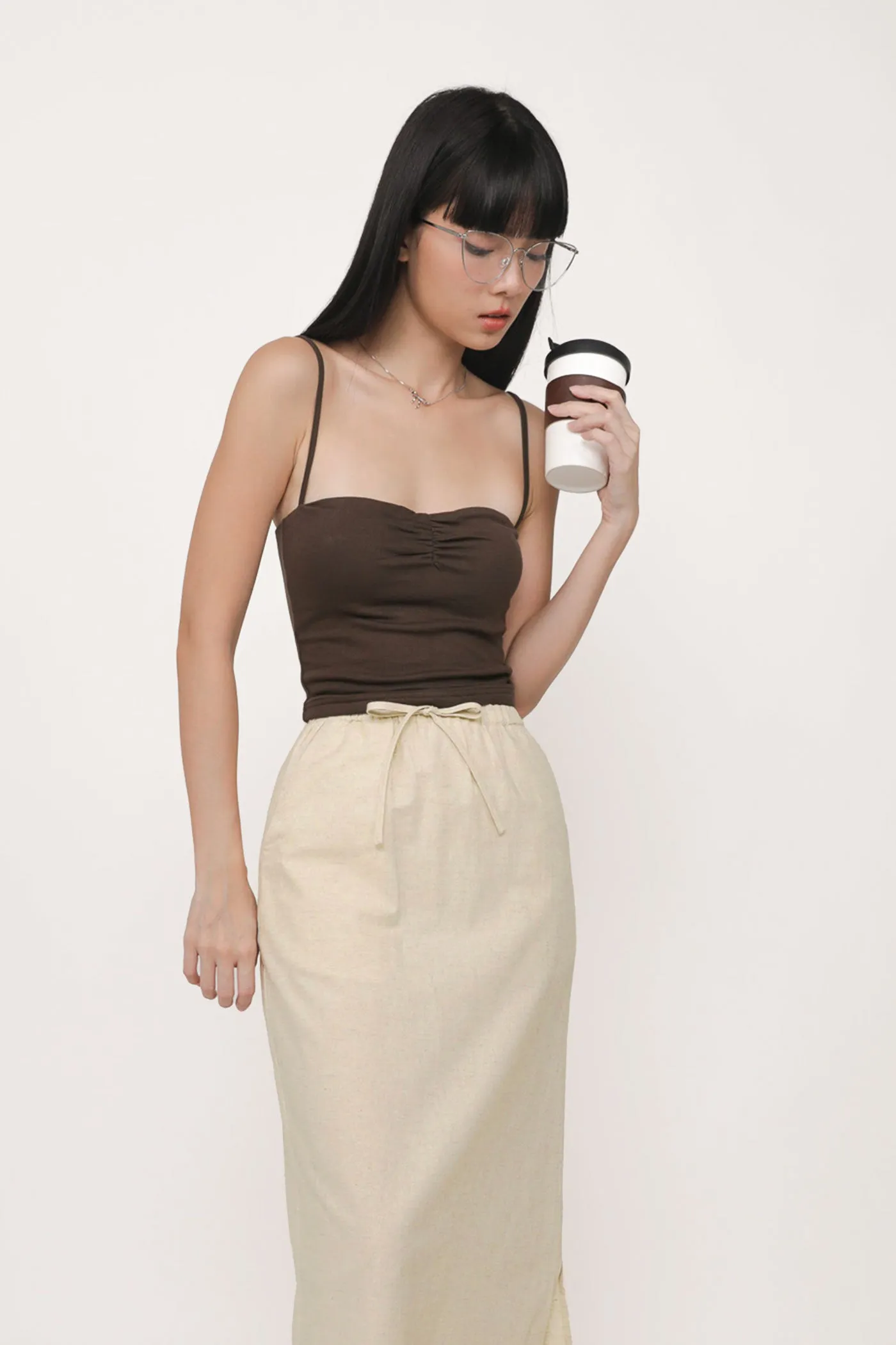 Jaden Linen Drawstring Maxi Skirt