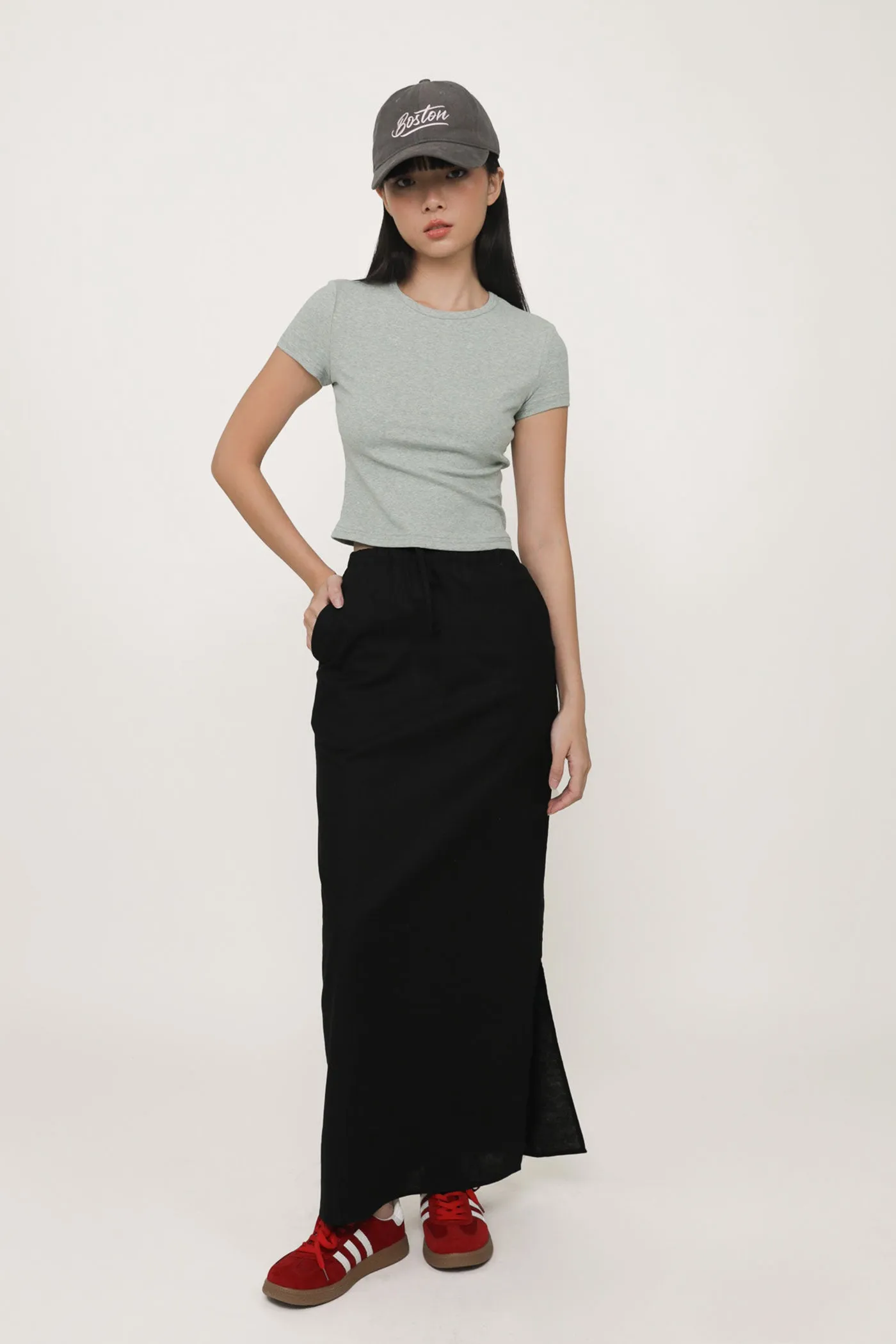 Jaden Linen Drawstring Maxi Skirt