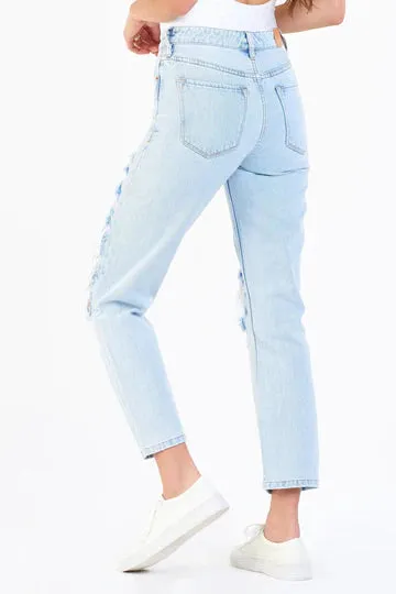 Jody High Rise Crop Destroyed Straight Jean