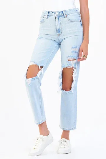 Jody High Rise Crop Destroyed Straight Jean