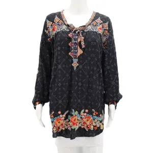 JOHNNY WAS EMBROIDERED TOPS BLACK XL