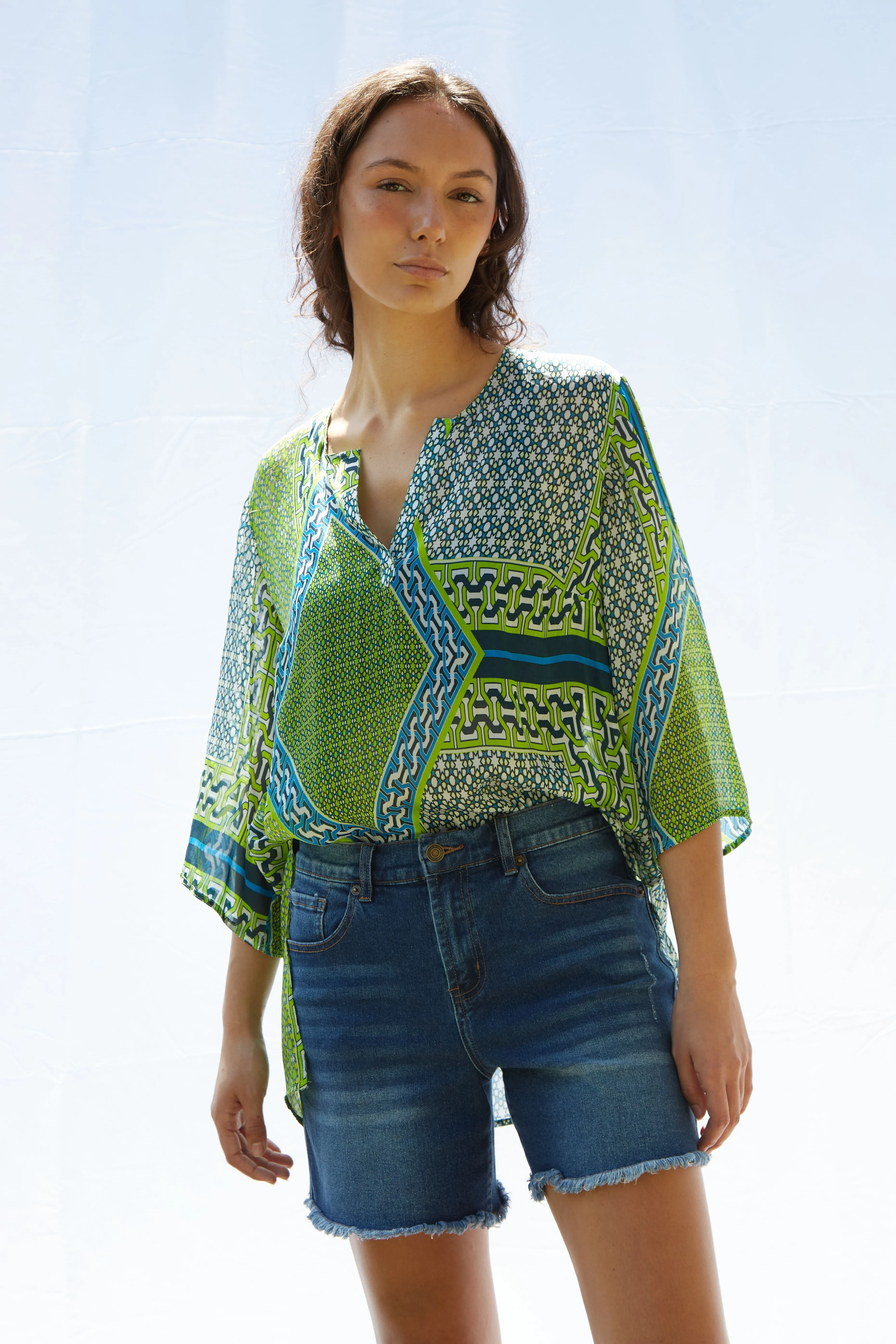 Josy V Top Pure Silk Bimini Peridot