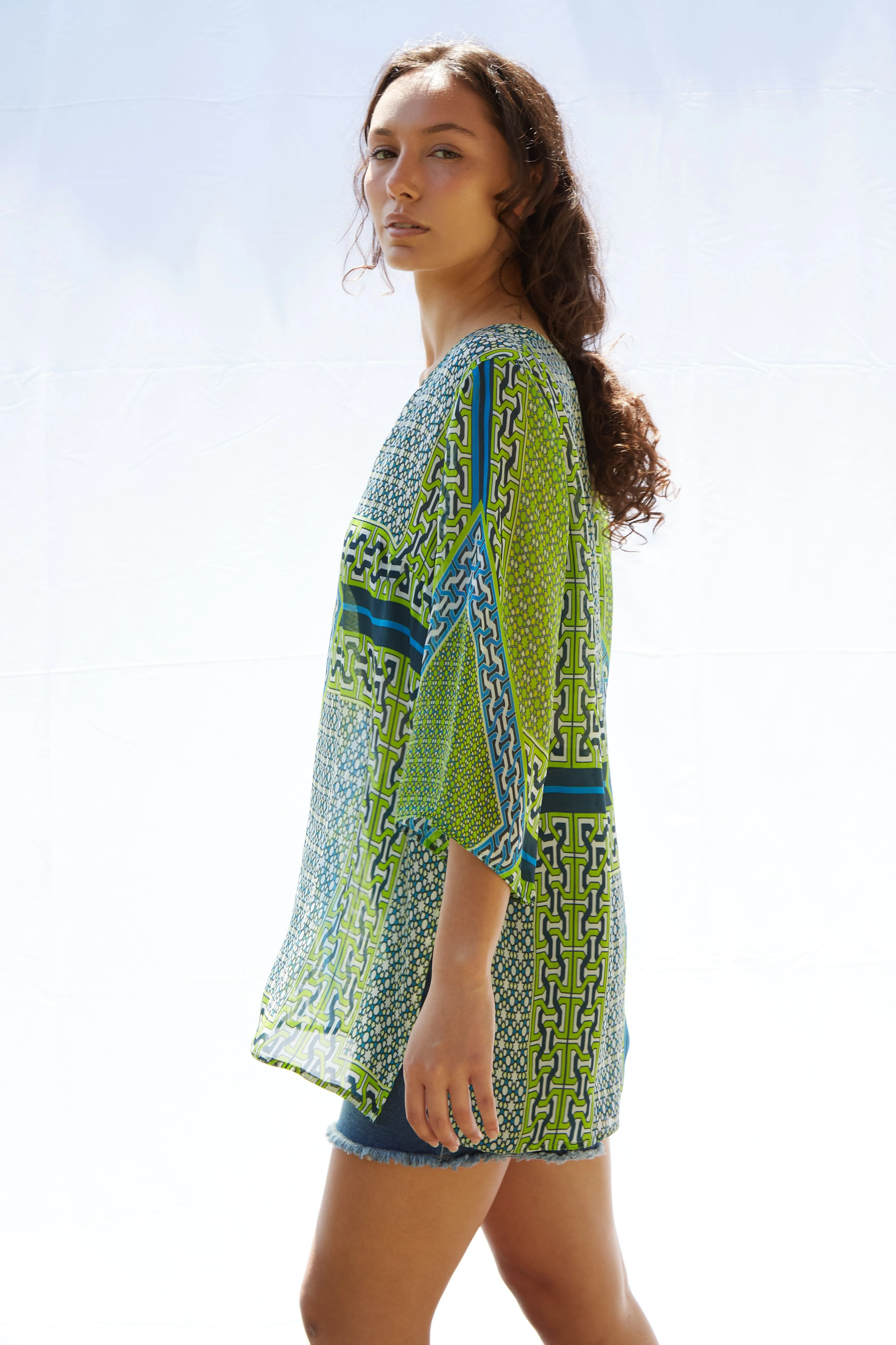 Josy V Top Pure Silk Bimini Peridot