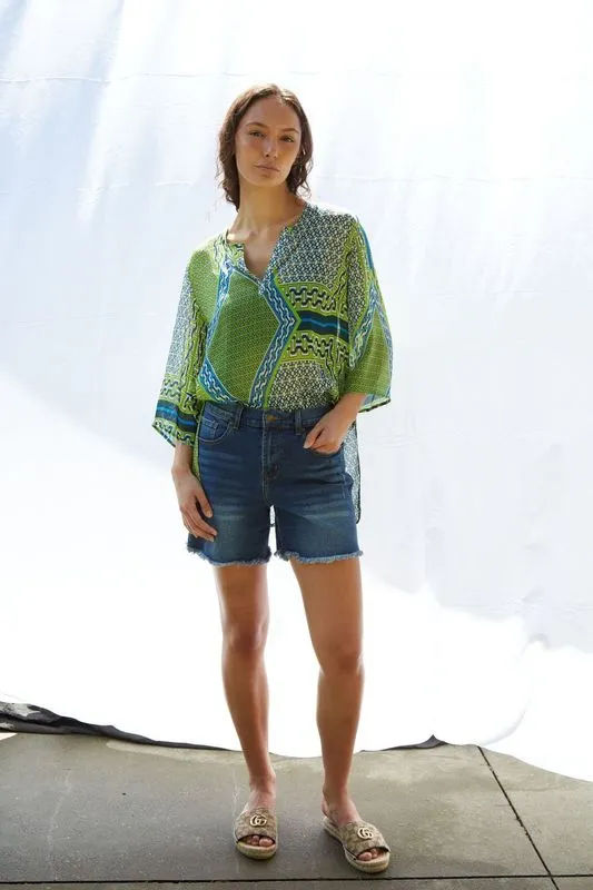 Josy V Top Pure Silk Bimini Peridot