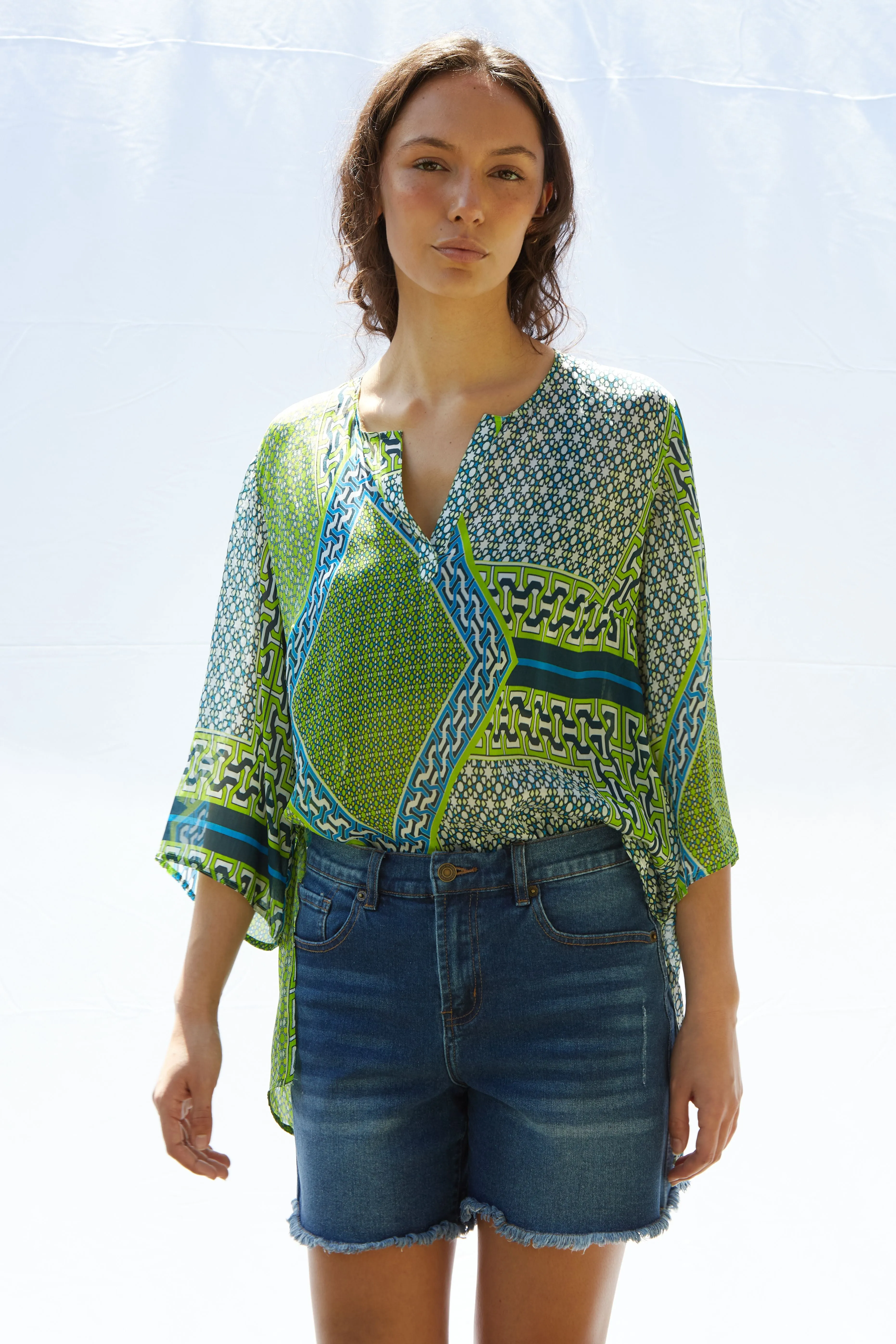 Josy V Top Pure Silk Bimini Peridot