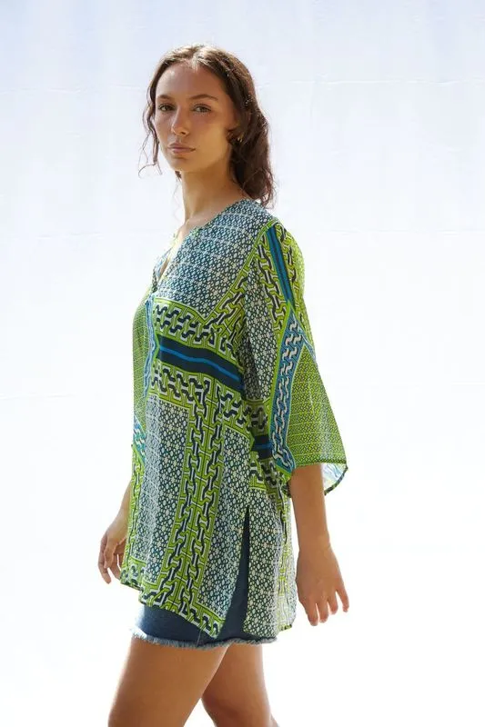 Josy V Top Pure Silk Bimini Peridot