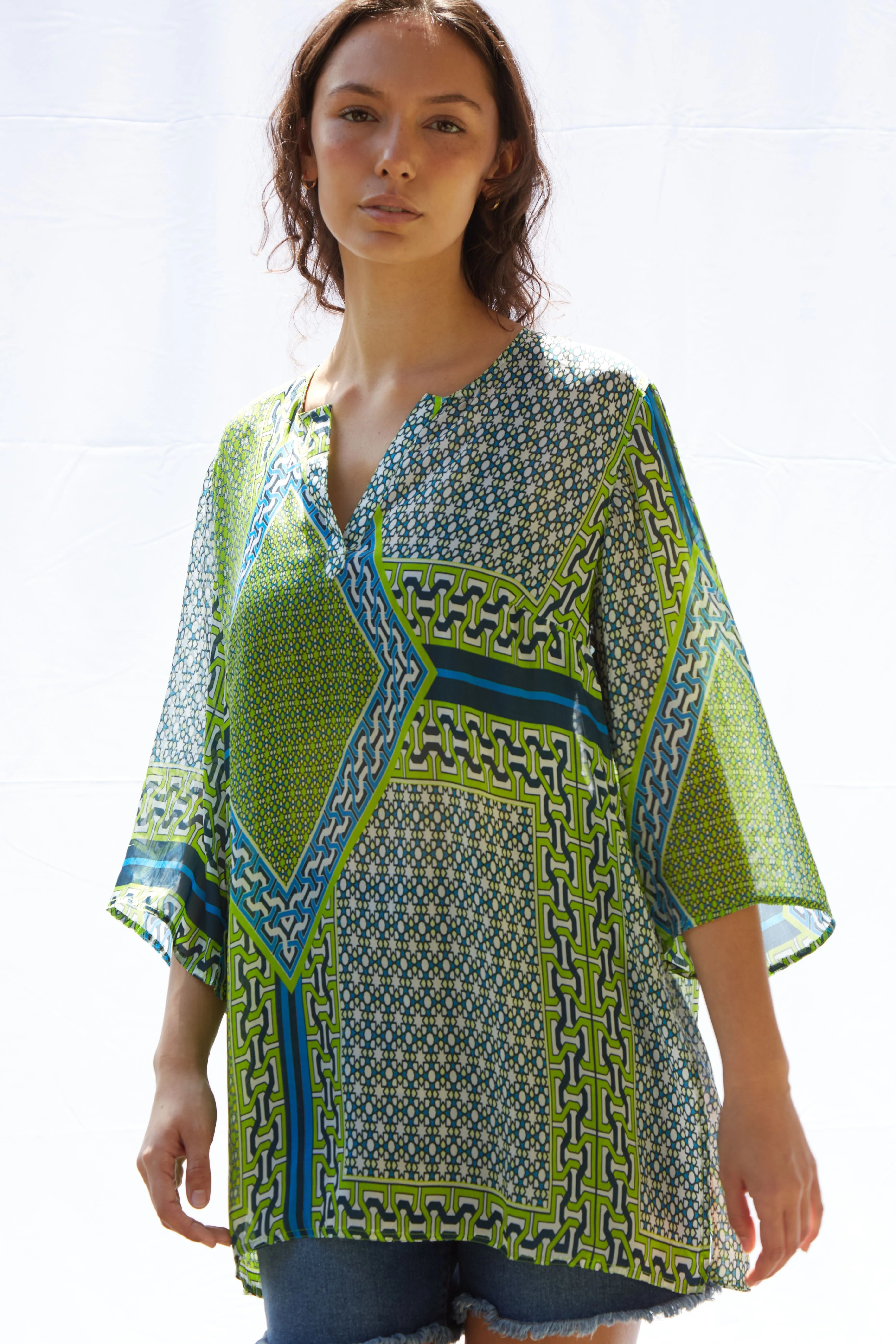 Josy V Top Pure Silk Bimini Peridot
