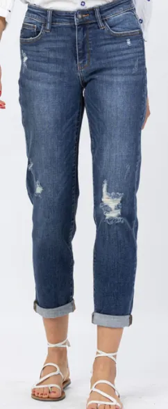 Judy Blue Mid Rise Destroyed Slim Jeans