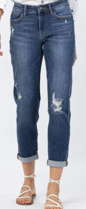 Judy Blue Mid Rise Destroyed Slim Jeans