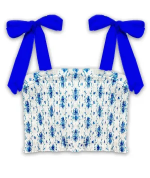 Katie J NYC Girls Santorini Stripe Floral Sunny Tie Top